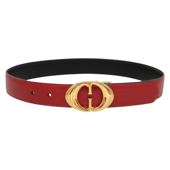 GUCCI Belt Leather 29.9"" Red Gold 037 194 0910 Auth 133494 - Picture 1 of 10